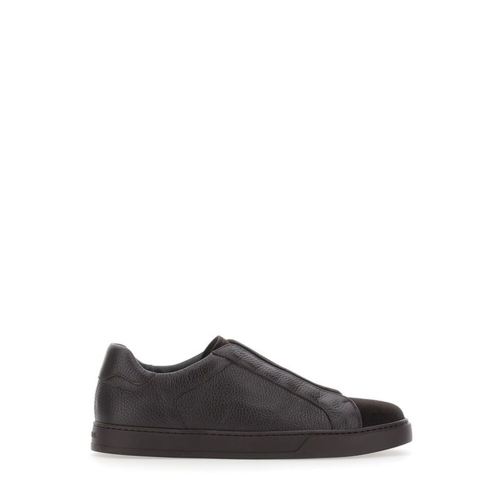 Doucal's Men Spencer Sneaker With Calfskin And Wool, Brown Color, Unisex